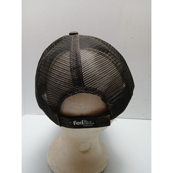 FedEx Ground Trucker Hat Cap Gray Camo Mesh Leather Patch Adjustable TSM - Picture 4 of 6